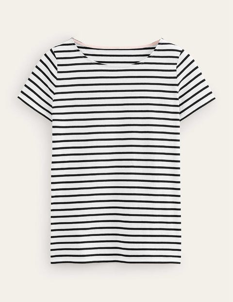 Ella Short Sleeve Breton - Ivory, Black | Boden UK