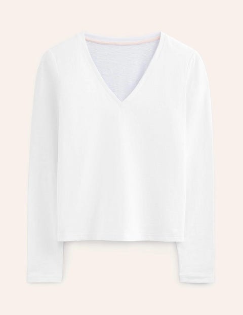  GUBUYI Women's Plain Long Sleeve V-Neck T-Shirt Basic Casual  Slim Cotton Tops(White/V-Neck,S) : Clothing, Shoes & Jewelry