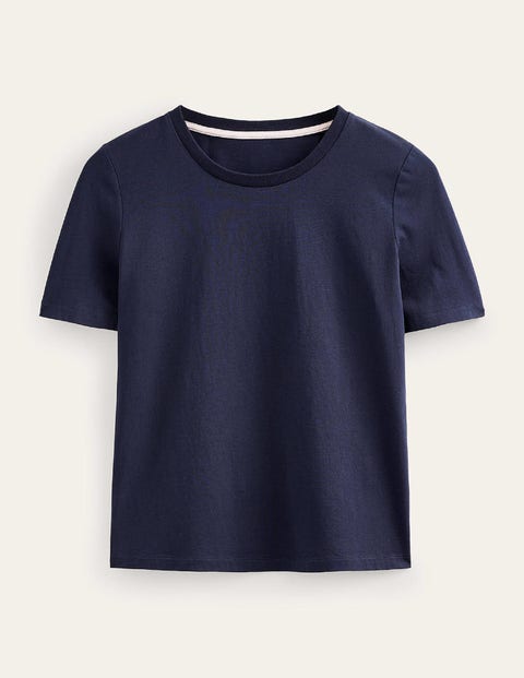 T-Shirt aus reiner Baumwolle mit Rundhalsausschnitt Damen Boden, Marineblau