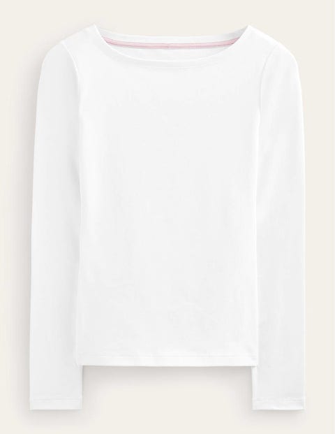 Essential Boat-Neck Jersey Top White Women Boden