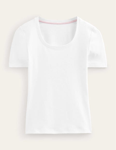 Basic-T-Shirt aus Jersey Damen Boden, Weiß