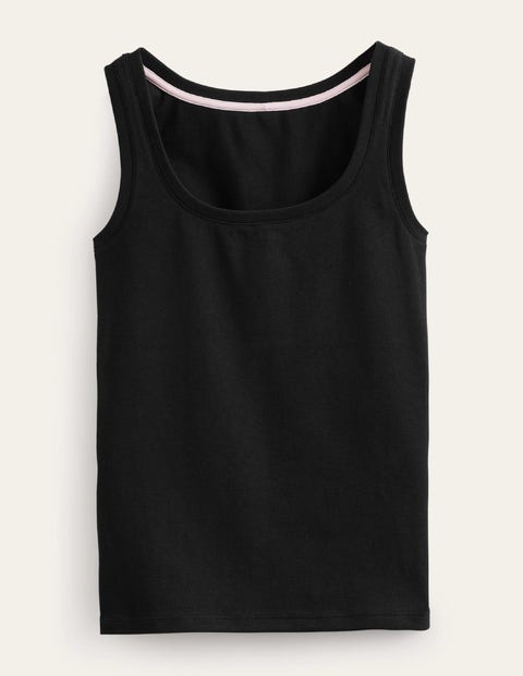 Basic-Tanktop mit tiefem Rundhalsausschnitt Damen Boden, Schwarz