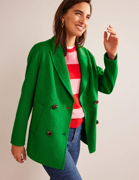 Wool-Blend Pea Coat - Highland Green