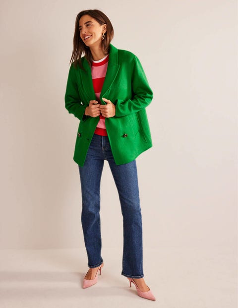 Wool-Blend Pea Coat - Highland Green