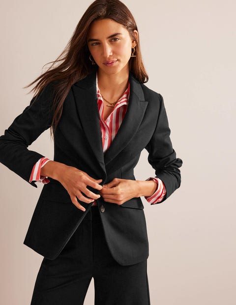 Semi Fitted Jersey Blazer - Black