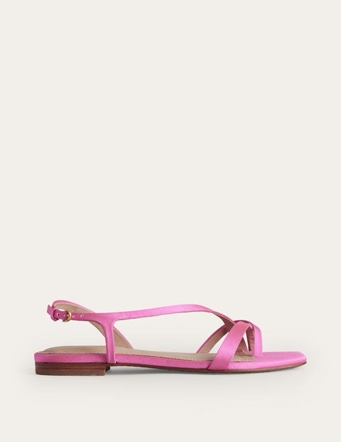 Boden Satin Toe Loop Flat Sandals Festival Pink Satin Women