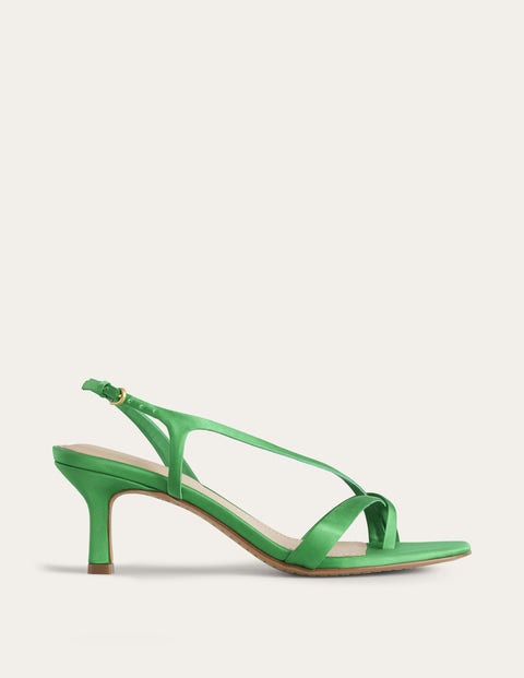 Satin Low-Heeled Sandals Green Women Boden