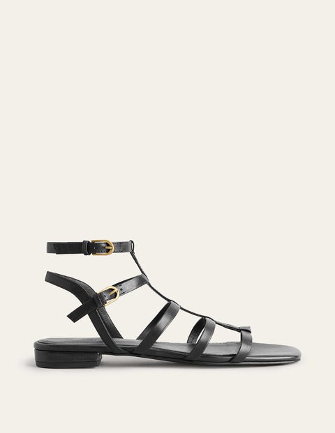 Leather Gladiator Sandals Black Women Boden