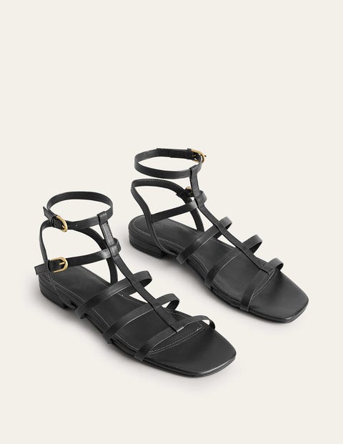 Sandales gladiateur en cuir - Noir | Boden FR