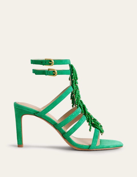 Boden Beaded Heeled Sandals Rich Emerald Green Women