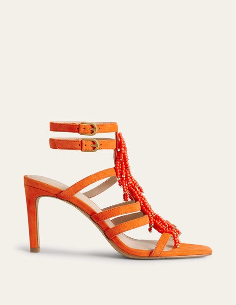 Beaded Heeled Sandals Orange Women Boden
