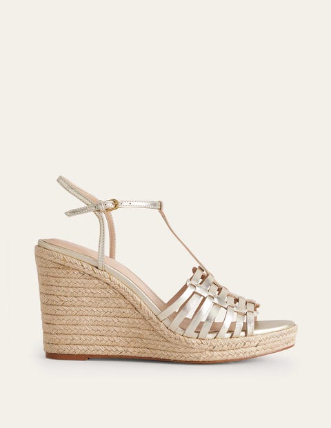 Strappy Espadrille Wedges - Gold | Boden EU