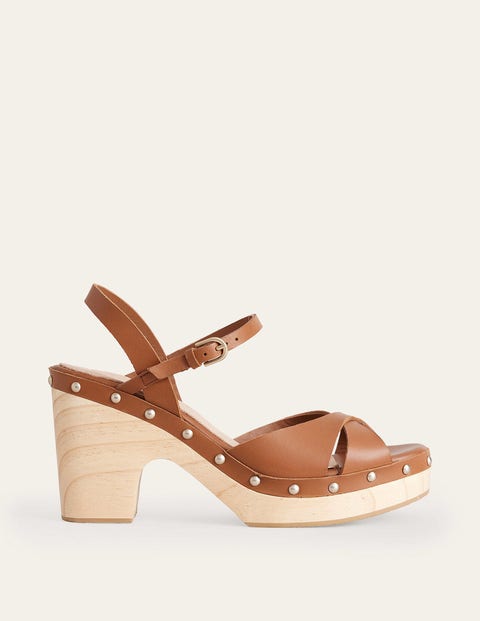 Boden Cross-strap Platform Clogs Tan Women