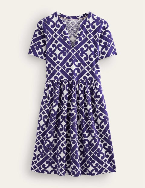 Easy Notch Neck Jersey Dress Blue Women Boden