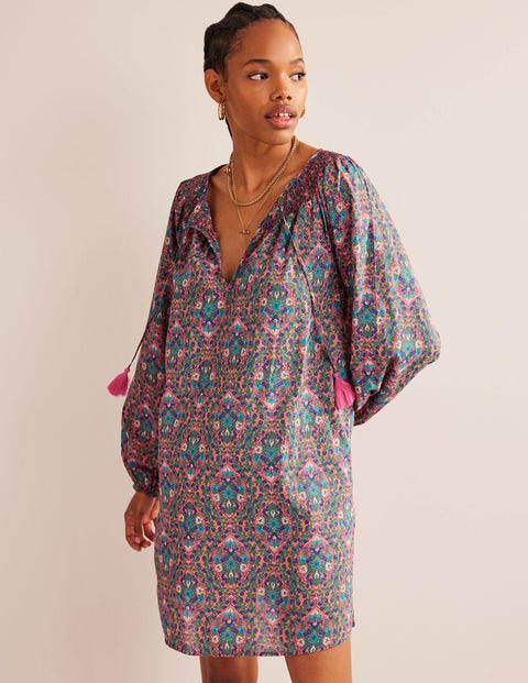 Smocked Neck Beach Kaftan - Multi, Vine Terrace | Boden UK