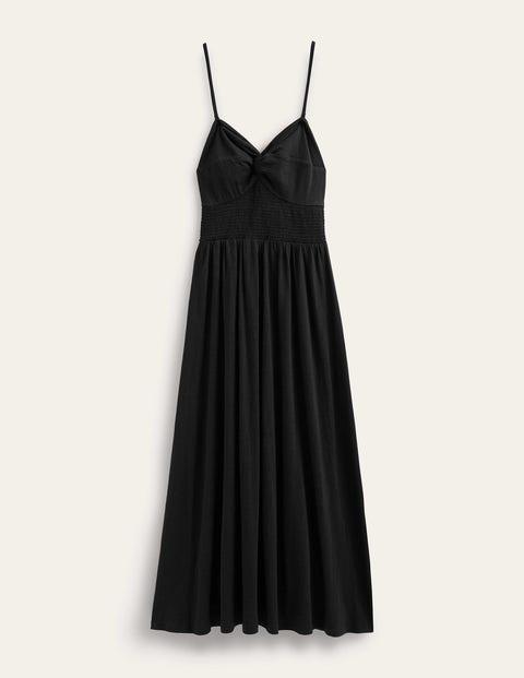 Twist Front Jersey Midi Dress - Black | Boden US