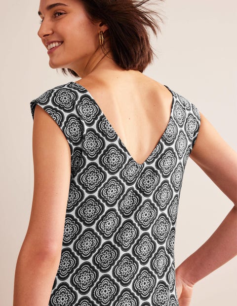 Sleeveless Jersey Shift Dress - Black, Botanic Blush | Boden UK