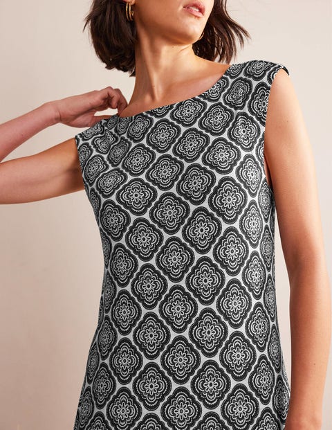 Sleeveless Jersey Shift Dress - Black, Botanic Blush | Boden UK