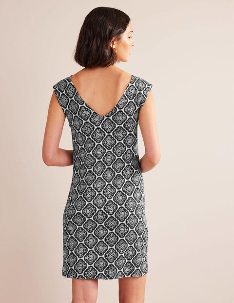 Sleeveless Jersey Shift Dress - Black, Botanic Blush | Boden UK