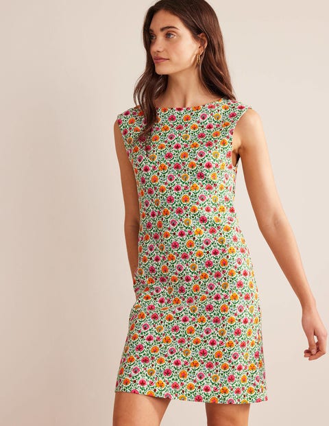 Sleeveless Jersey Shift Dress - Green, Enchanting Bloom | Boden EU