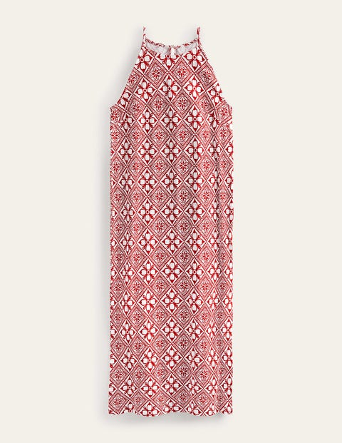 Racer Neck Jersey Midi Dress - Poinsettia, Block Pome | Boden UK