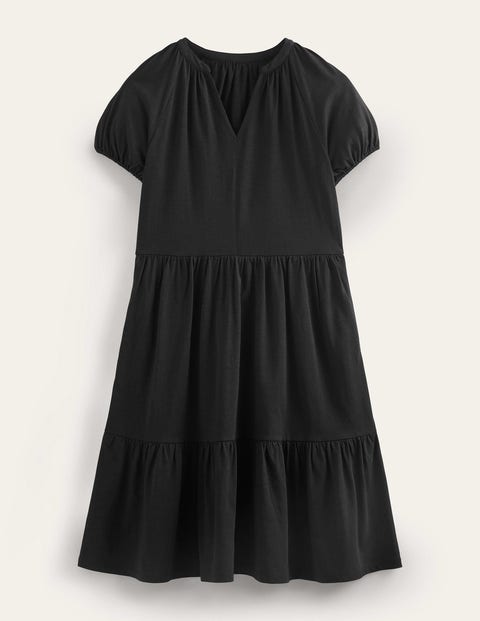 Jersey-Minikleid mit kurzen Ärmeln Damen Boden, Schwarz