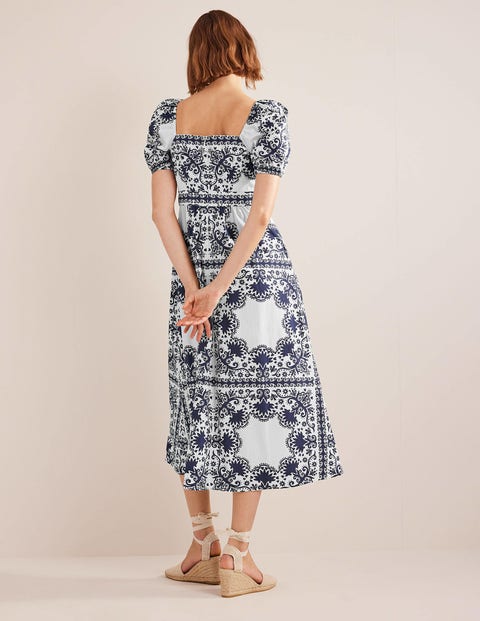 Square Neck Midi Dress - French Navy, Floweret