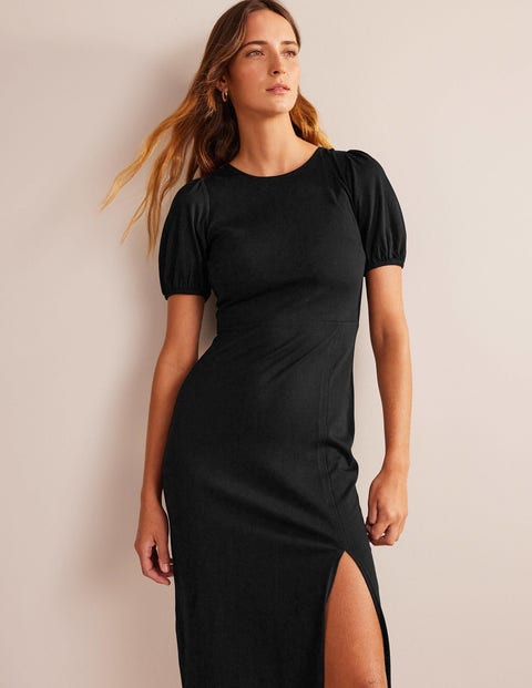 Back Detail Jersey Midi Dress - Black | Boden EU
