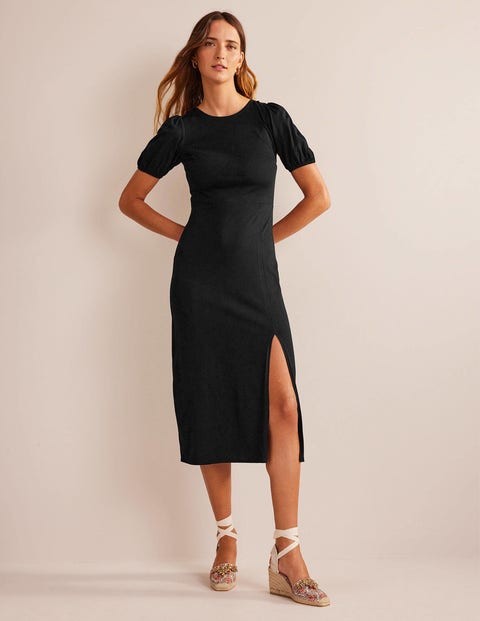 Back Detail Jersey Midi Dress - Black | Boden US