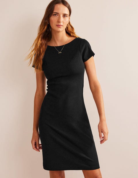 Low-Back Rib Jersey Mini Dress - Black | Boden US