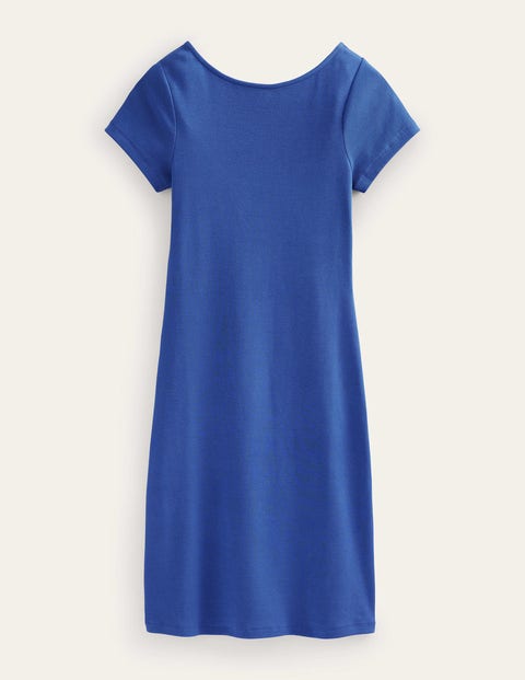 Low-Back Rib Jersey Mini Dress Blue Women Boden