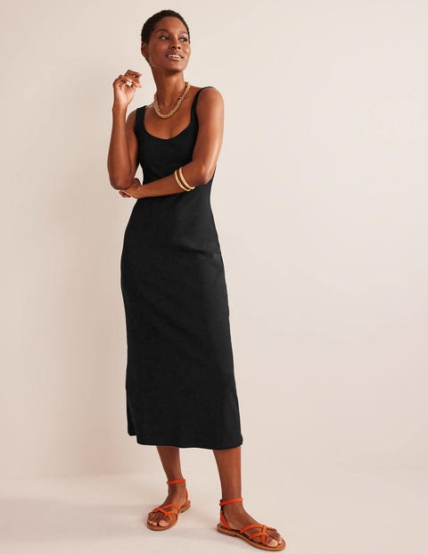 Strappy Rib Jersey Maxi Dress - Black | Boden US