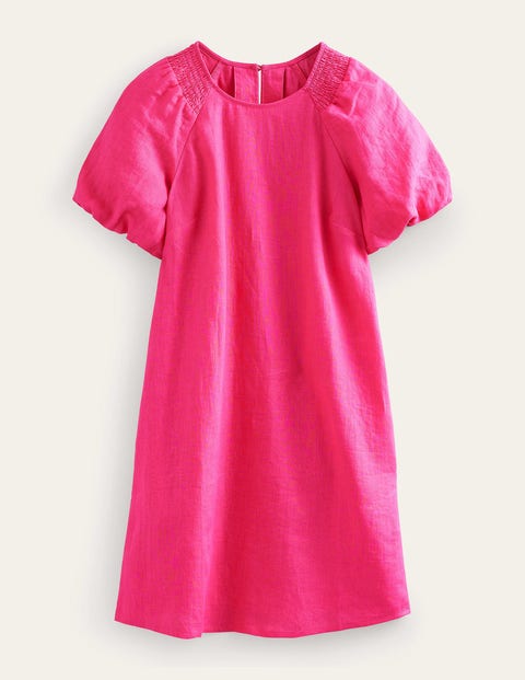 Sleeve Detail Linen Mini Dress Pink Women Boden