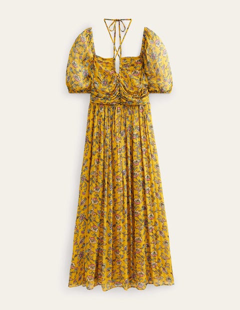 Boden Halterneck Detail Maxi Dress Mustard Seed, Meadow Fall Women