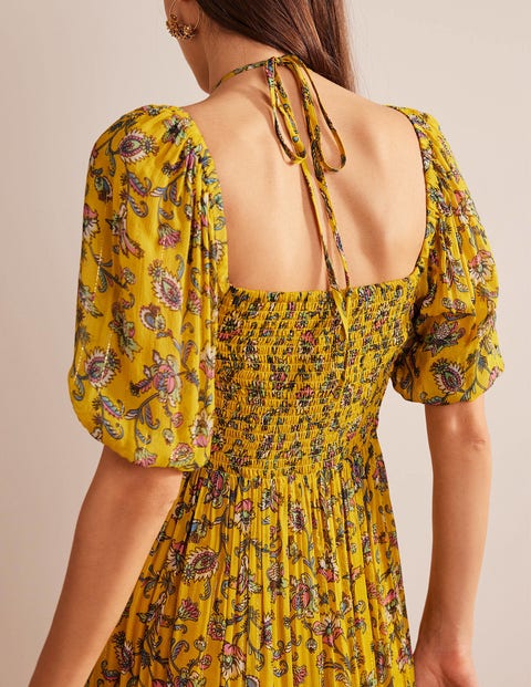 Halterneck Detail Maxi Dress - Mustard Seed, Meadow Fall | Boden UK