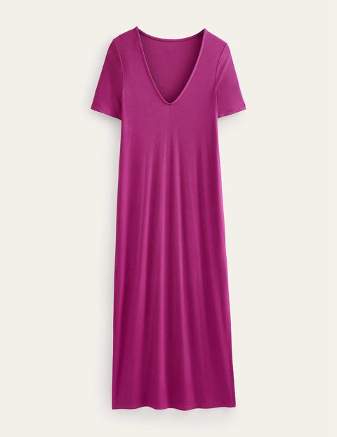 Rib Jersey Midi T-shirt Dress Purple Women Boden