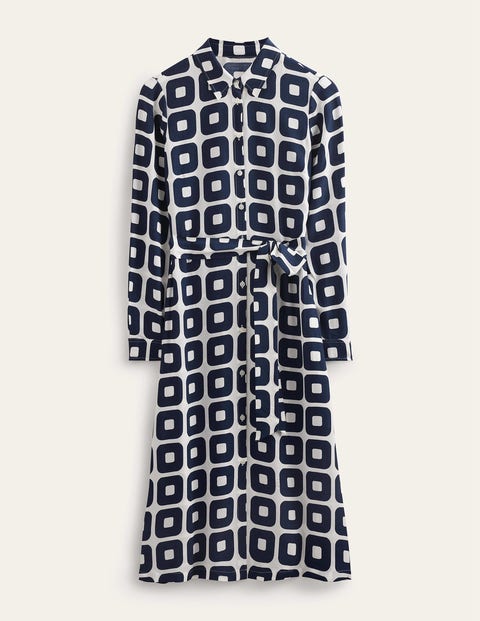 Printed Midi Shirt Dress Navy Women Boden