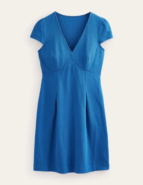 Seersucker Jersey Tea Dress Blue Women Boden