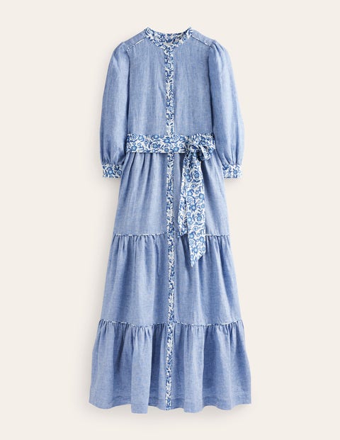 Remix Linen Maxi Dress - Chambray | Boden US