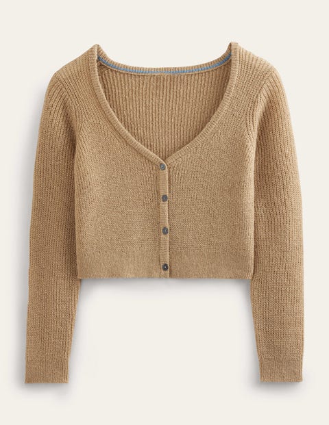 Fluffy Cropped Cardigan Camel Women Boden