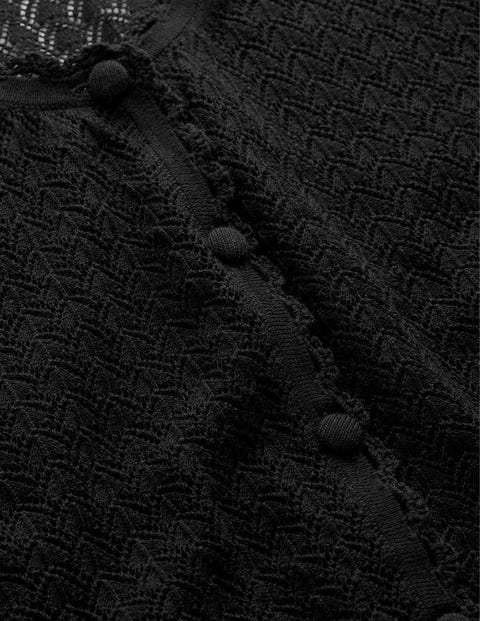 Cropped Short Sleeve Cardigan - Black | Boden US