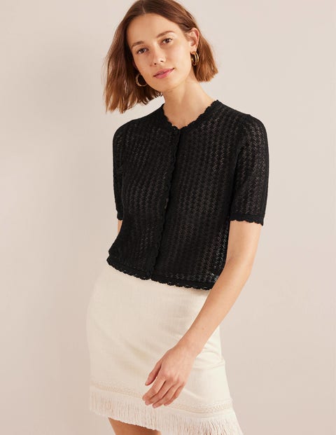 Short Sleeve Cropped Slimline Cardigan - All Colours