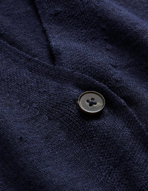 Drop-Shoulder Linen Cardigan - Navy | Boden US