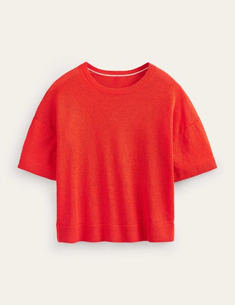 Knitted Linen T-Shirt Orange Women Boden