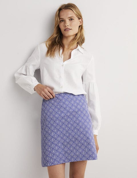 Printed A-line Mini Skirt - Bluebell, Floret Tile | Boden US
