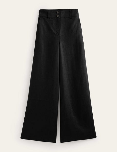 pantalon highbury en lin femme boden, blk