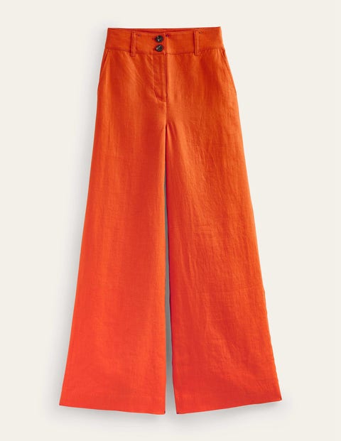 Highbury Linen Trousers Orange Women Boden