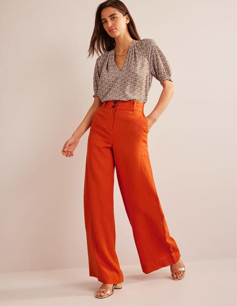 Westbourne Linen Trousers - Kumquat