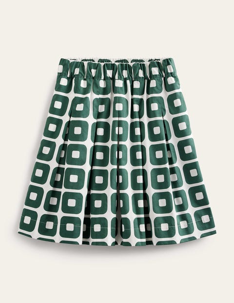 Pleated Cotton Skirt Green Women Boden