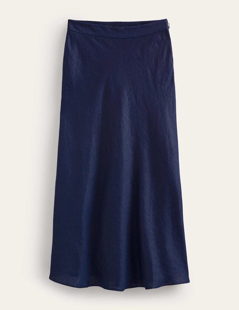 Bias Linen Midi Skirt Blue Women Boden